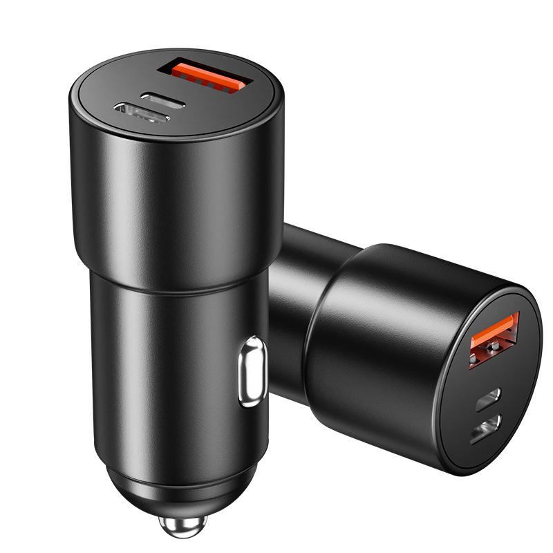 A+C/L63W Автомобильное зарядное устройство с тремя портами для Huawei SuperCharge и обратной зарядки Apple