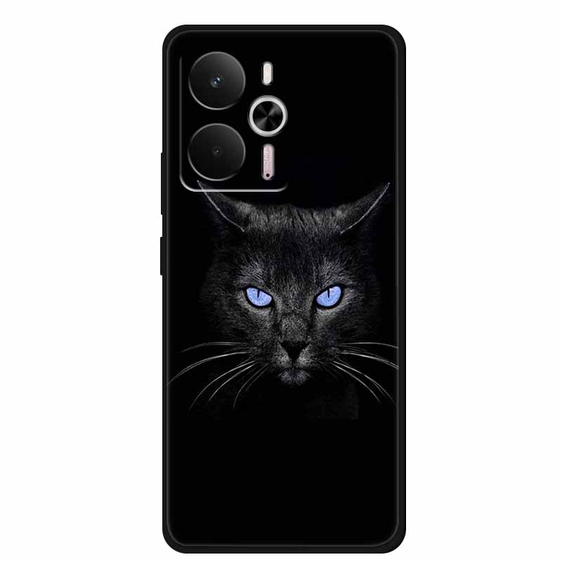 For Realme 14 5G Case Realme14 Coque 6.67" Black Silicone Soft TPU Phone Case For Realme 14 2025 Back Cover Case Shell Funda Cat