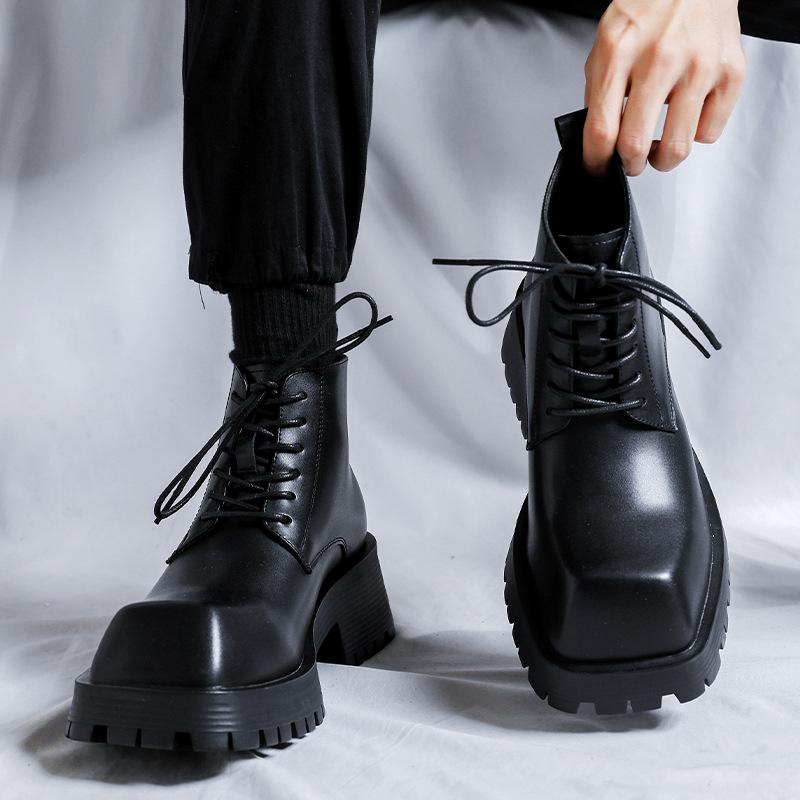 Высокие ботинки Мартин мужские осень 2025 новые ботинки в британском стиле на толстой подошве мужские ботинки-локомотивы с квадратным носком кожаные ботинки 2906-R