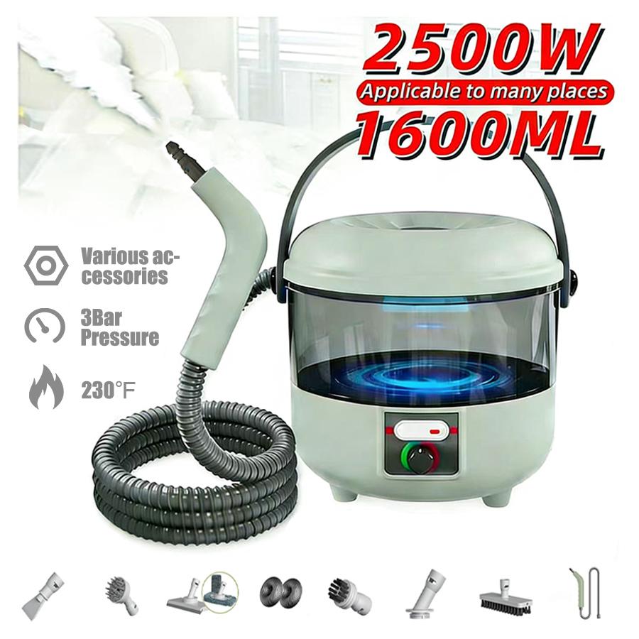 Handheld Steam Cleaner, 2500W Powerful Steam Cleaner with 6 Brush Heads, Multi-Purpose Cleaner for Deep Cleaning Upholstery, Car, Kitchen, Bathroom