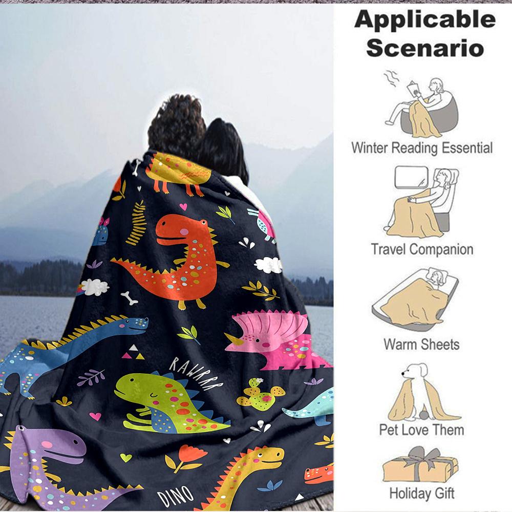 1 шт. Плед с динозаврами и радугой, легкий фланелевый плед для дивана, кровати, путешествий, кемпинга, гостиной, офиса, дивана, кресла и кровати