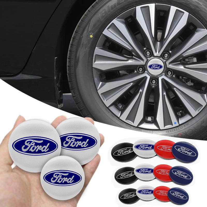 AJF1 4Pcs 56/60/65MM Car Wheel Hub Cap Center Sticker For Ford Mustang Kuga Fiesta Mondeo Ecosport Emblem Logo Auto Decal Accessories