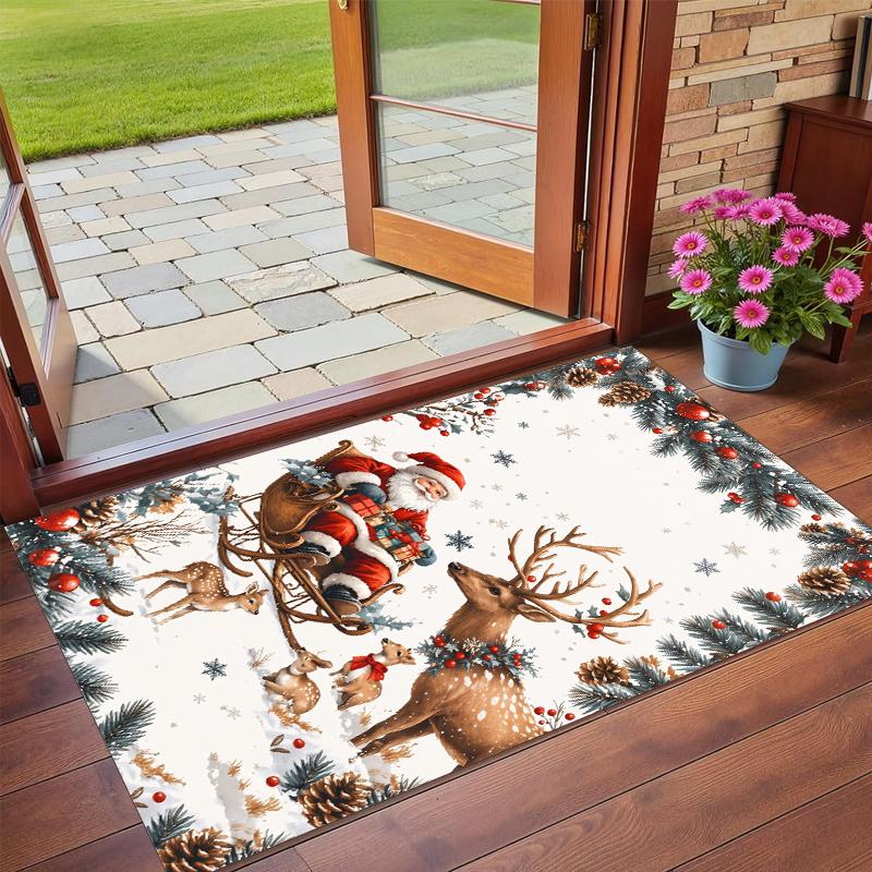 Christmas Printed Square Area Rug Soft Non Slip Floor Carpet For Bedroom Holiday Gift