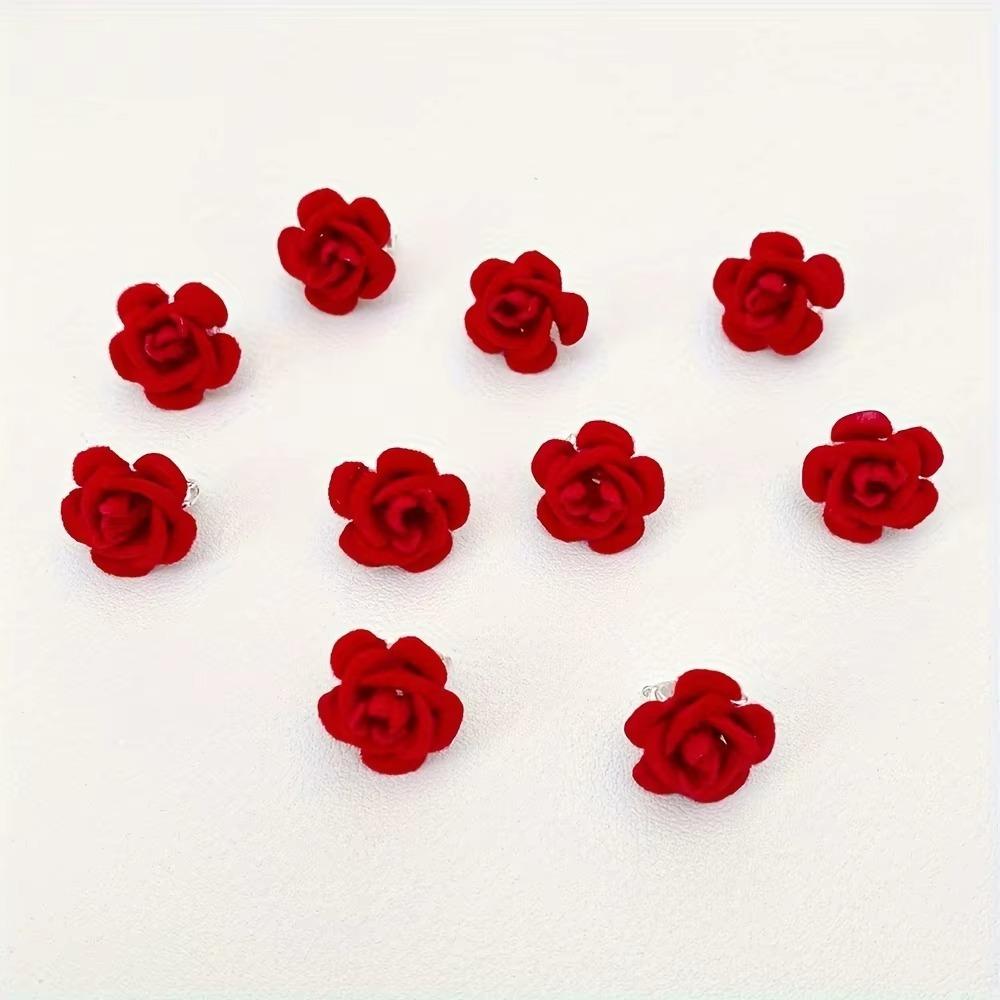 10pcs Red Hair Claw Resin Headwear Accessories Cute Hair Buckle Valentine's Day