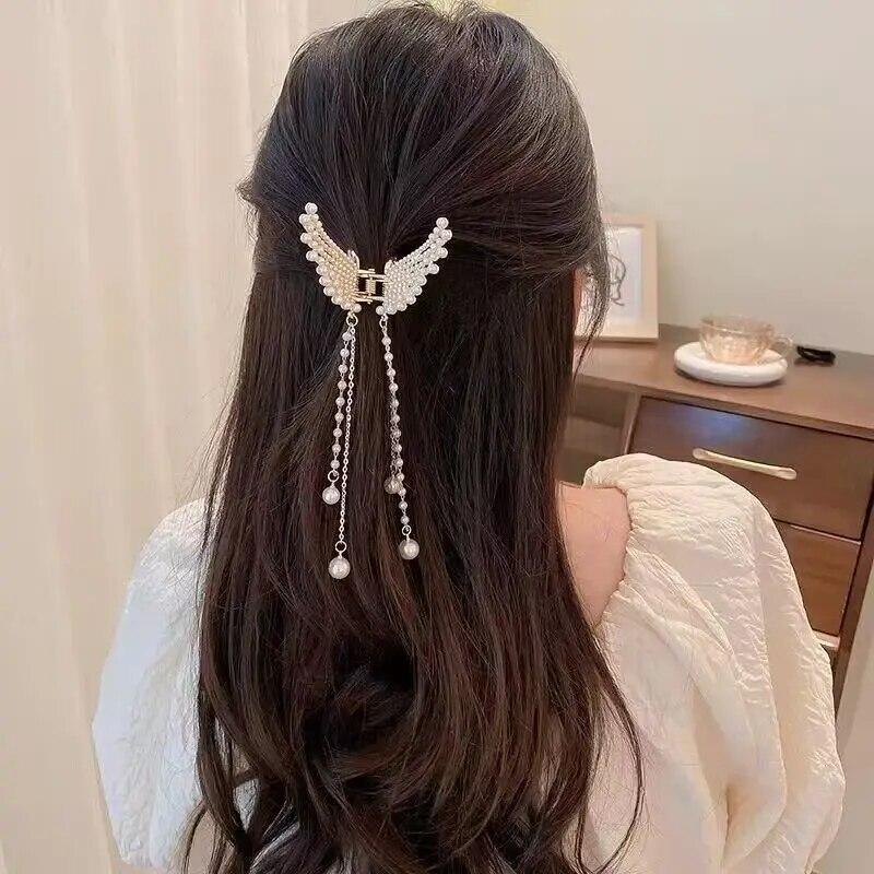 Exquisite Metal Butterfly Hair Claw Fashion Ponytail Clip Hairgrips Hairpin Elegant Ribbon Hair Clip Girls Vintage Hair Accessories