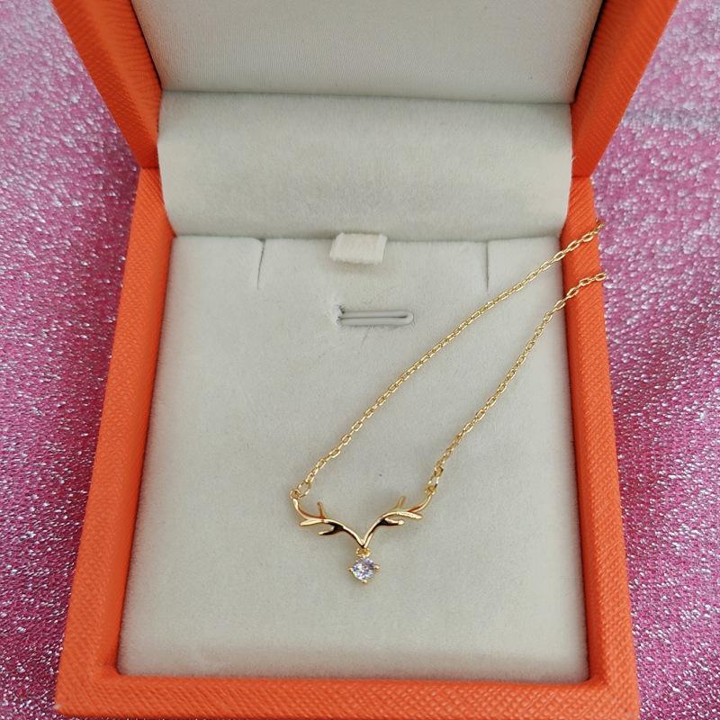 Модное ожерелье с подвеской в виде рогов, инкрустированное бриллиантами – очаровательный дизайн, вдохновленный оленями, для рождественских или подарочных на день рождения