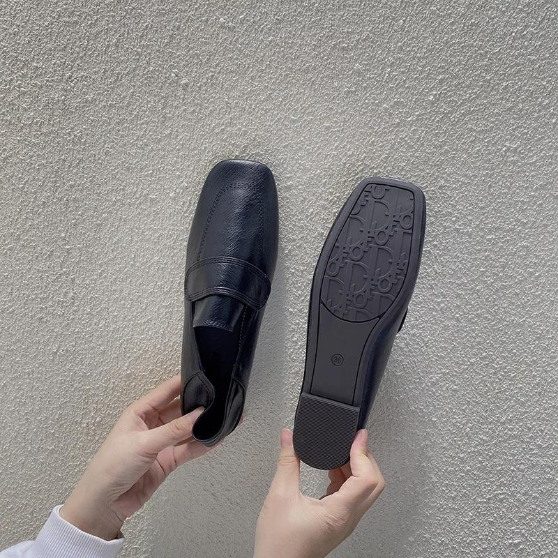Женские ретро-лоферы в британском стиле, элегантные туфли с квадратным носком и мягким толстым каблуком, модные удобные туфли на плоской подошве для вечеринок, повседневная обувь
