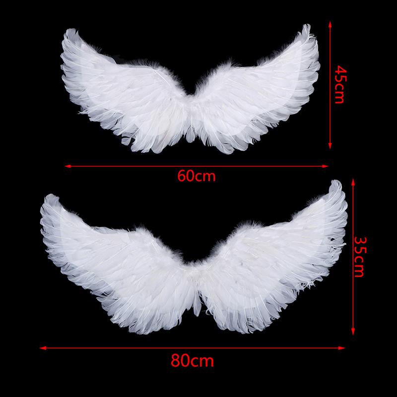 Swallow Shape White Angel Feather Wings With Elastic Straps For Kids Party Decor
