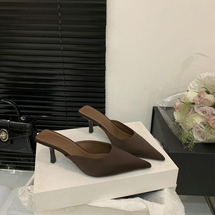 2025 Новые женские тапочки с острым носком и леопардовым принтом на тонком каблуке, роскошные туфли-лодочки на высоком каблуке, женские мюли