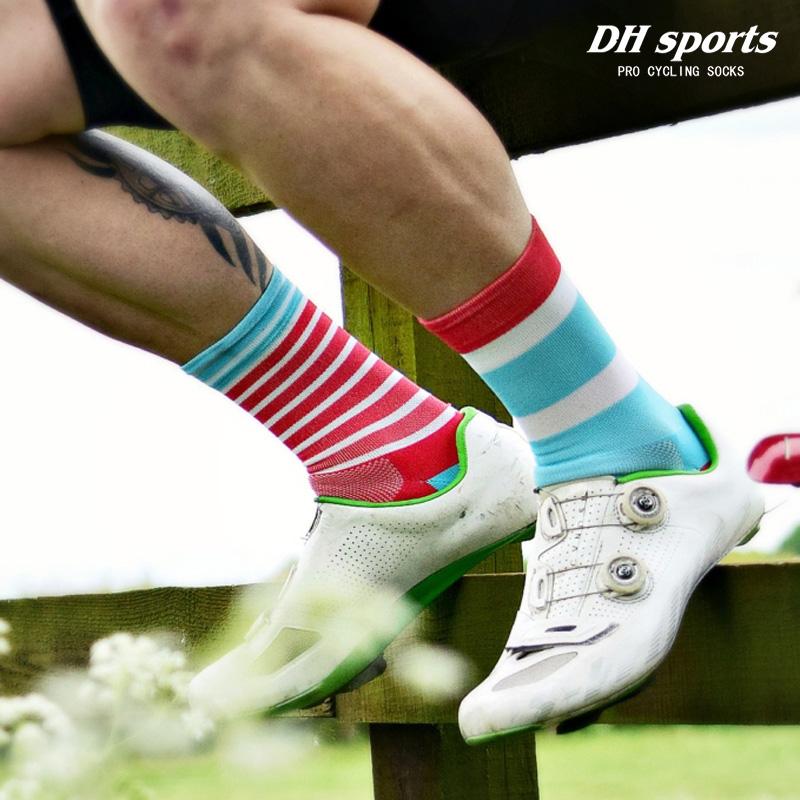 DH SPORTS Professional Cycling Socks Best Funky Breathable Wicking Road Bicycle Sport Compression Running Socks