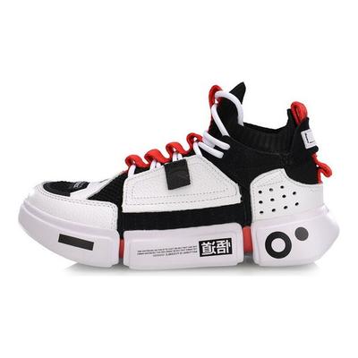 Баскетбольные кроссовки Li Ning Paris Fashion Week Wudao Ace Fabric Synthetic Leather Nubuck Mid-Top Retro, женские кроссовки, цвет черный, белый, красный AGBN062-12