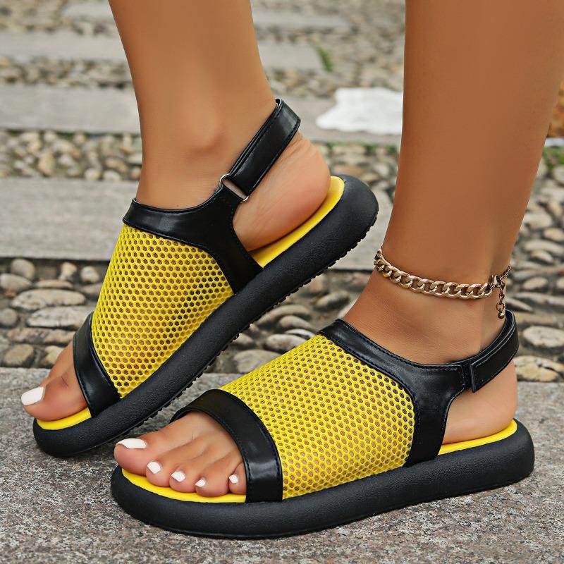 Splicing mesh sandals summer new platform Velcro casual women's drag large size beach sandals