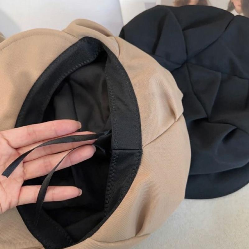 Korean Cloud Berets Fashion Pleated Octagonal Cap Vintage Solid Color Peaked Caps Spring And Autumn Beret Windproof Hat