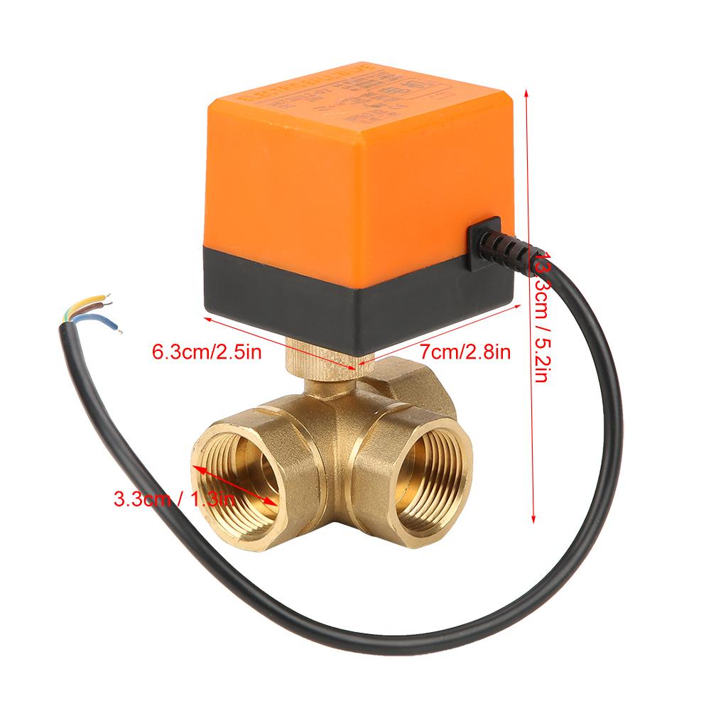 DN25 G1 Brass 3 Way Motorized Ball Electrical Valve for Air Conditioner DC24V