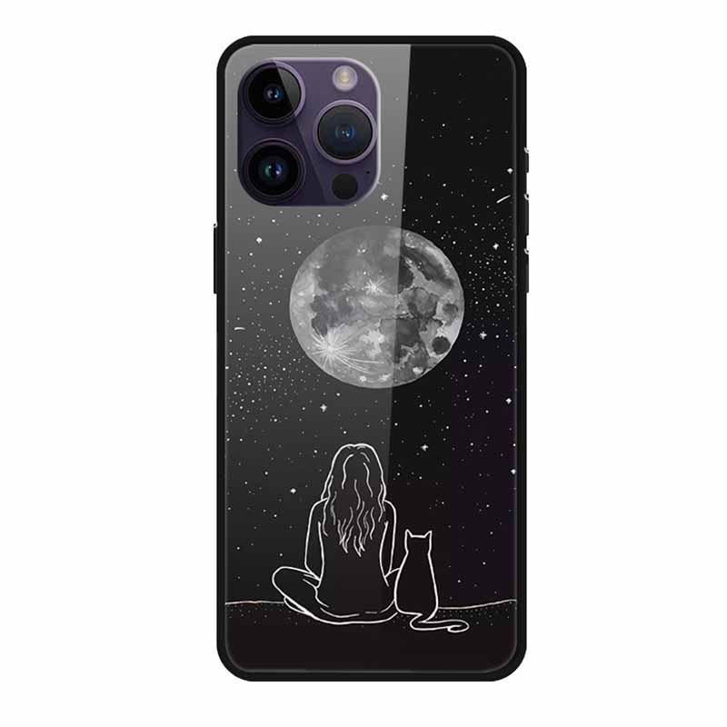 Закаленное Стекло Чехол Для iphone 15 Pro Max Чехол Жесткое Стекло Задняя Крышка Мягкий ТПУ Бампер Для iphone 16 Pro Max Чехол для Телефона 16Pro Max