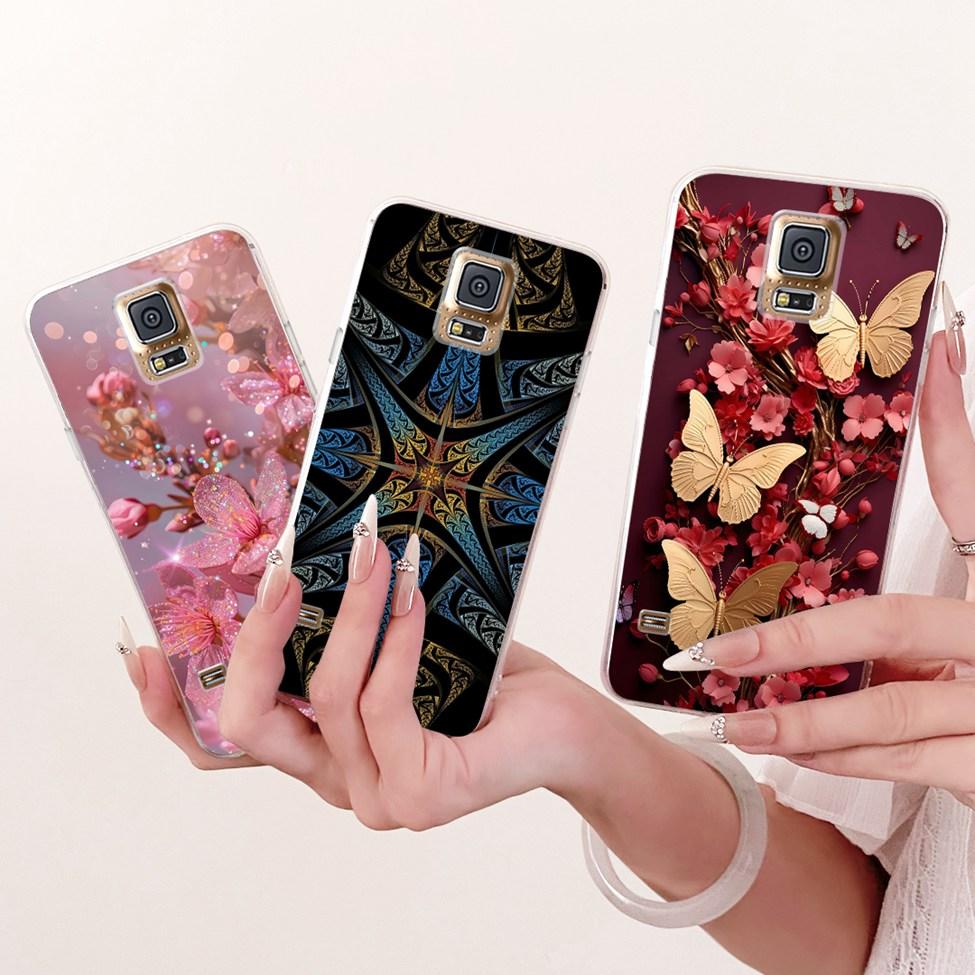Transparent For Samsung S5 Case Fashion Butterfly Cute Cat Funny Painted Cover For Samsung Galaxy S5 SM-G900F SM-G900M Casing