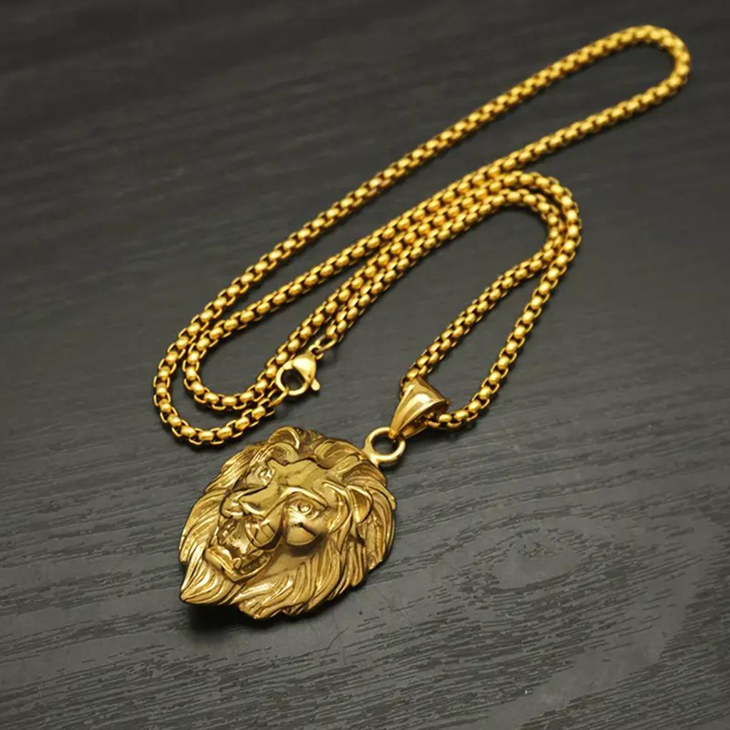 Мужское ожерелье в стиле хип-хоп-панк с подвеской в виде головы льва, ювелирное украшение в виде статуи животного, подарок на годовщину, модный аксессуар в стиле животных