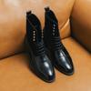Роскошные дизайнерские замшевые лакированные кожаные ботильоны мужские высокие ботинки на шнуровке для мужчин на плоской подошве мотоциклетная обувь Zapatos Hombre