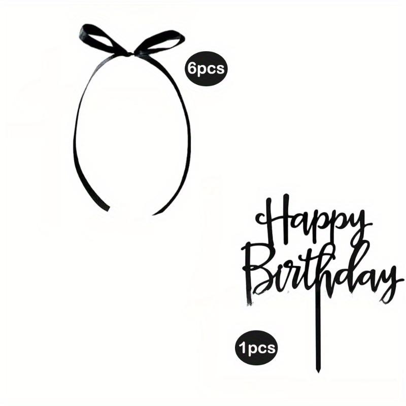 Кокетливый винтажный топпер для торта – Бант и лента с надписью «С Днем рождения», Черный декор для тортов в форме сердца и винтажных праздничных тортов