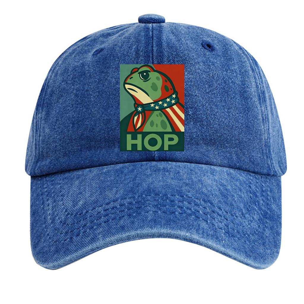 Men's Washed Cotton Baseball Cap With Printed Distressed Soft Top Denim Hat, Vintage Hat