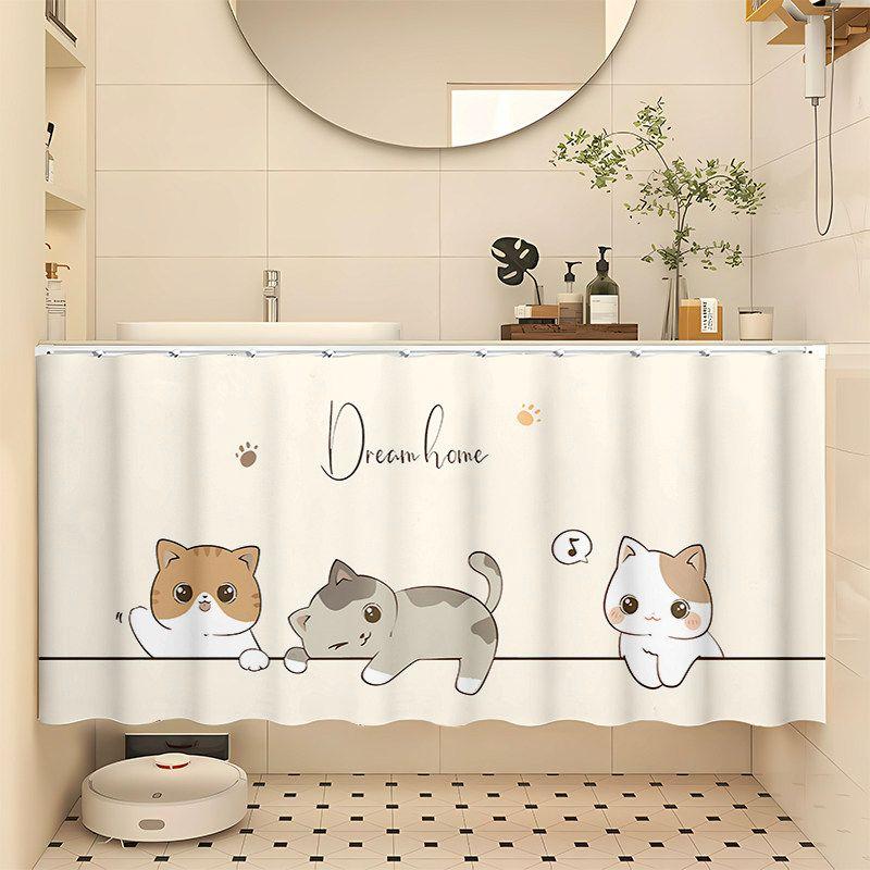 Minimalist Waterproof Bathroom Sink Cover Dustproof Cabinet Curtain Washbasin Partition Home Decor