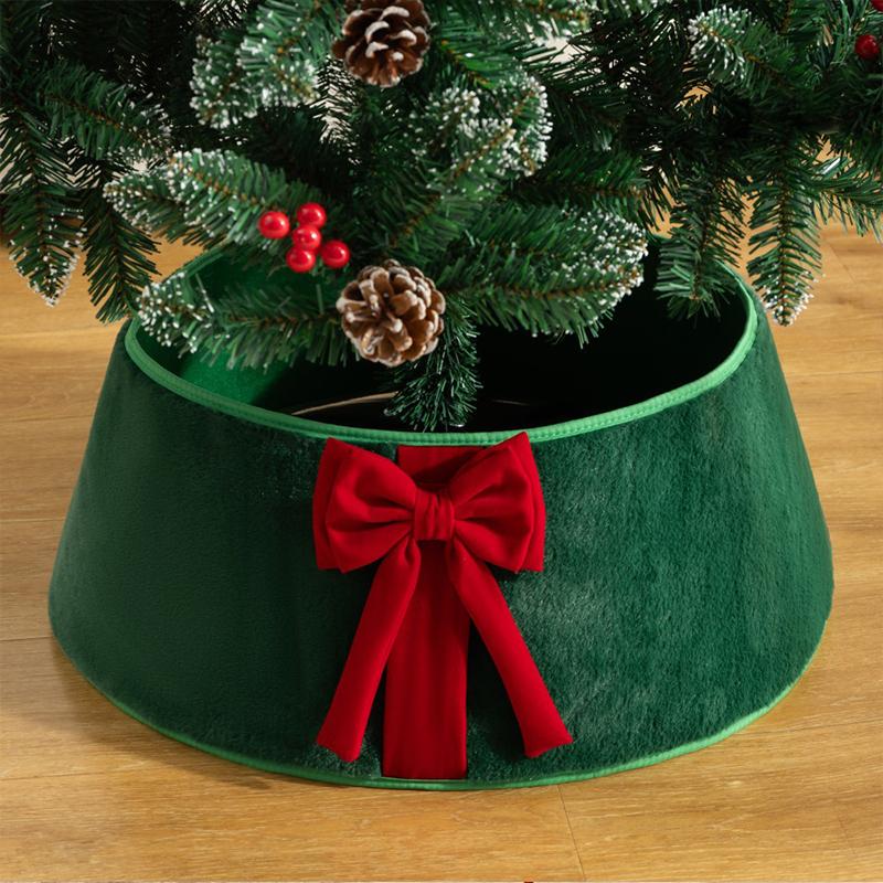 1PC Red Green White For Artificial Trees Tree Stand Base Holiday Plush Cloth Home Decor Bow Christmas Tree Collar Festival