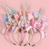 Glitter Cat Ears Headbands Birthday Party Decor Rainbow Hair Bows Hairband Unicorn Headband Kids Children Party Favor Headwear