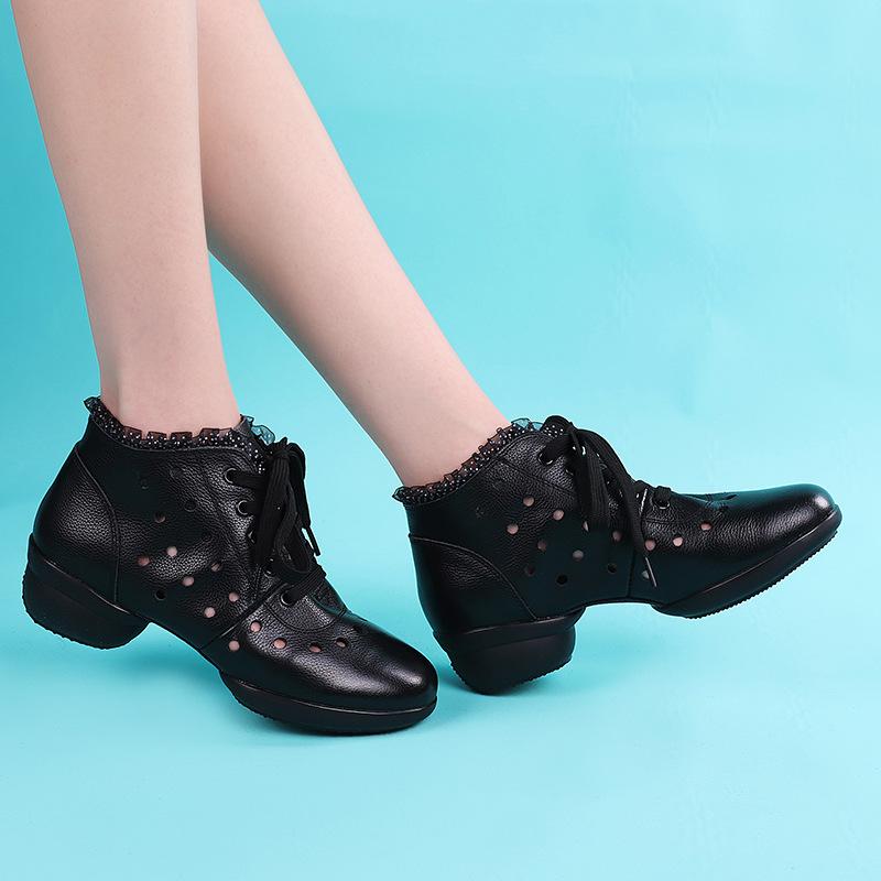 Женские танцевальные туфли из натуральной кожи с мягкой подошвой, женская танцевальная обувь, танцевальная обувь для учителей, танцевальная обувь для бальных джазовых и современных танцев