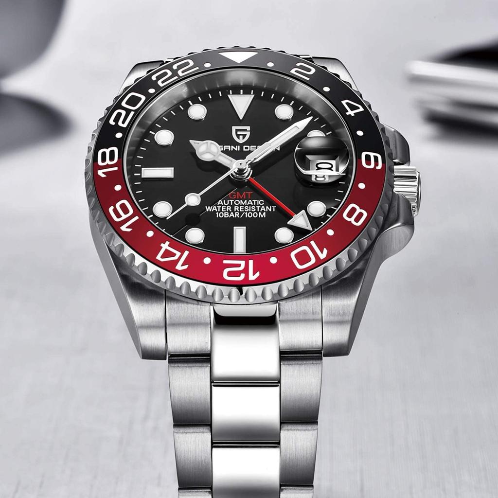 Мужские часы Pagani Design, стрелка GMT, автоматический японский механизм, механические часы для дайвинга, водонепроницаемый корпус, керамический безель, деловые, рабочие, для платья, из нержавеющей стали