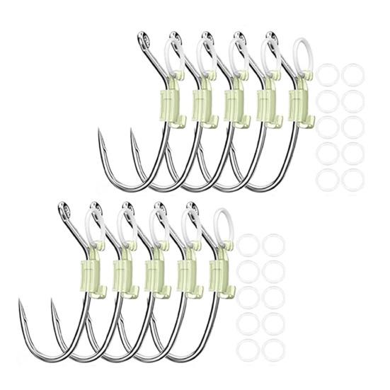 10/20/30Pcs Luminous Live Shrimp Fixing Hook Heavy Duty Metal Barbed Fishhook Freshwater Saltwater Catfish Bass Fishing Hook Fishing Accessories