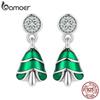 BAMOER стерлингового серебра 925 пробы, серьги-гвоздики в виде рождественской елки, изысканные серьги с цирконом для женщин, рождественские ювелирные изделия, подарок
