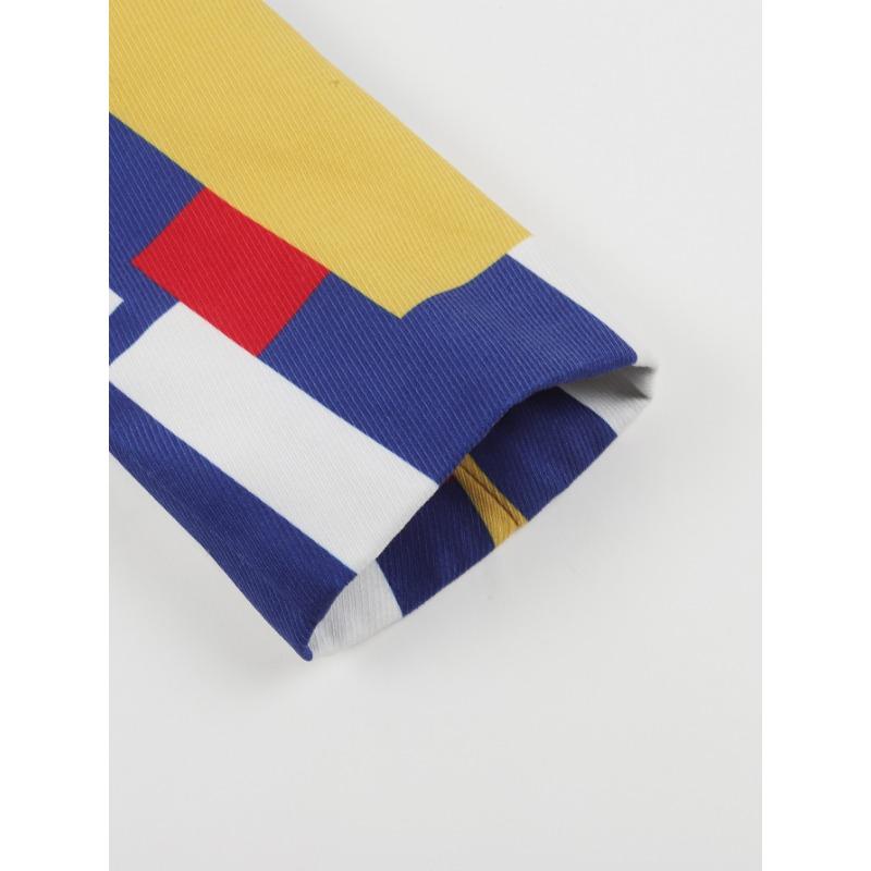 YYFS Женская мода повседневная цветная блочная печать осень-зима длинный рукав поло воротник куртки и пальто