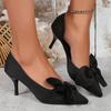 Fashion Brand Shoes Female 2024 Classic Big Bow Women's Pumps Sexy Stiletto Dress Shoes Fashion Pointed Ladies High Heels Plus Size 42