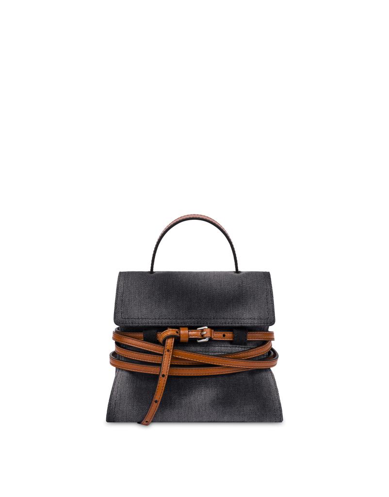 Moschino Tie Me Denim Small Handbag Black