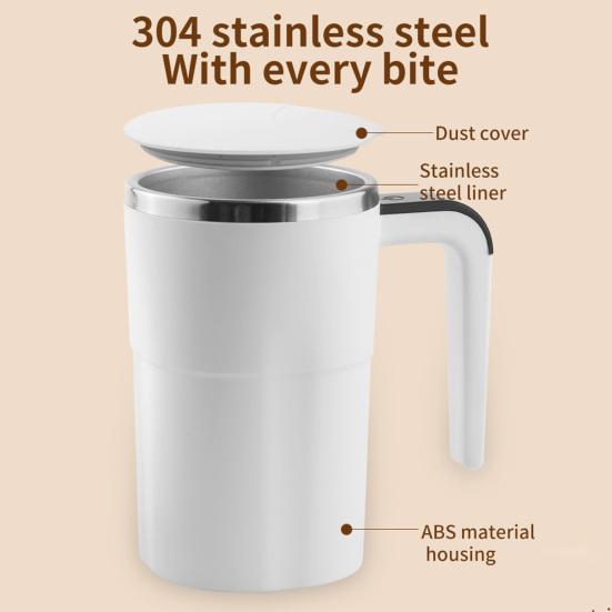 Automatic Stirring Coffee Mug with Lid Electric Self-Mixing Cup 380ml Portable Protein Powder Shaker for Office Car Home Gym