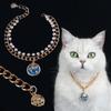 Faux Pearl Pet Necklace for Cats Dogs Adjustable Double-Layer Cat Collar with Ocean Theme Pendant for Wedding Birthday Accessory