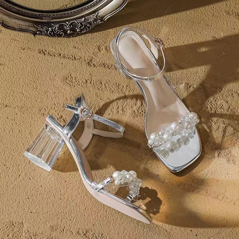 Не устали от высоких каблуков 2024 лето новый французский женский темперамент супер фея толстый каблук универсальный слово с сандалиями женщины