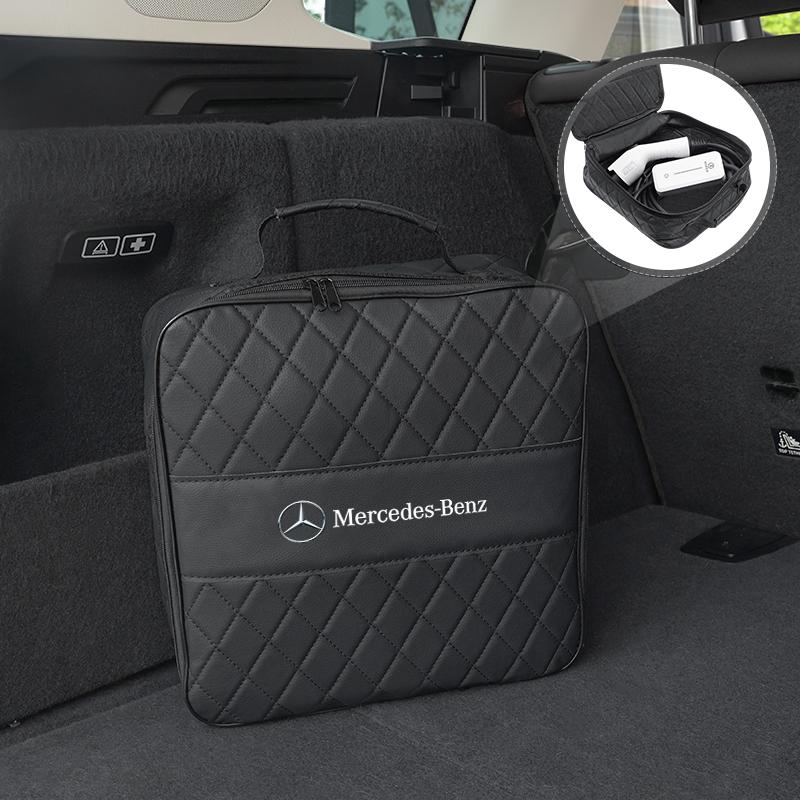 MEA4 Car Charger Leather Storage Pouch Waterproof Wear Resistant Cable Organizer Pouch For Mercedes-Benz GLC X253 X254 C-Class W205