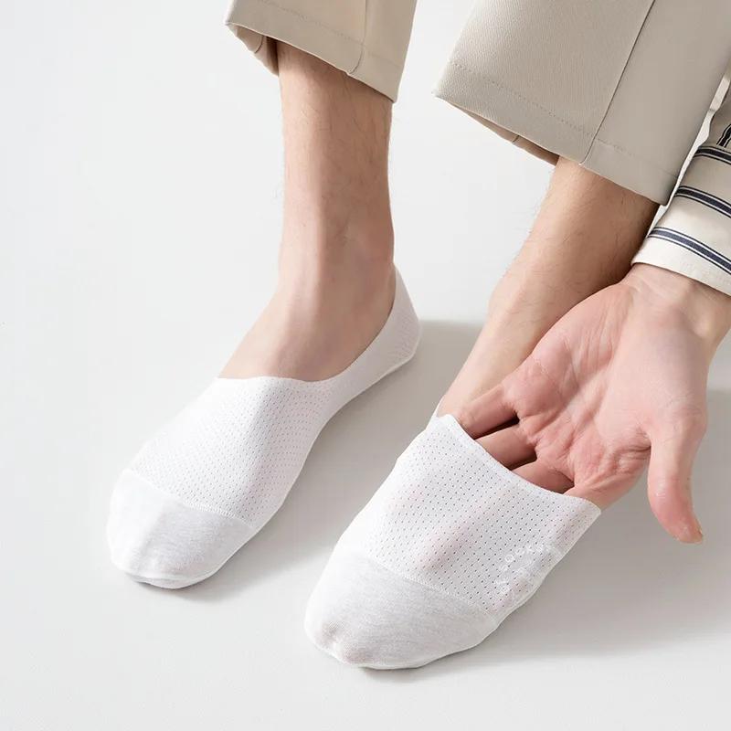 Silicone Non-slip Low Cut Boat Socks Hollow Out Mesh Breathable Summer Invisible No Show Socks Men Male Ice Silk Sock Slippers