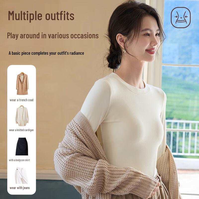 Hengyuanxiang Women's Cashmere Protein Seamless Mock Neck Thermal Base Layer