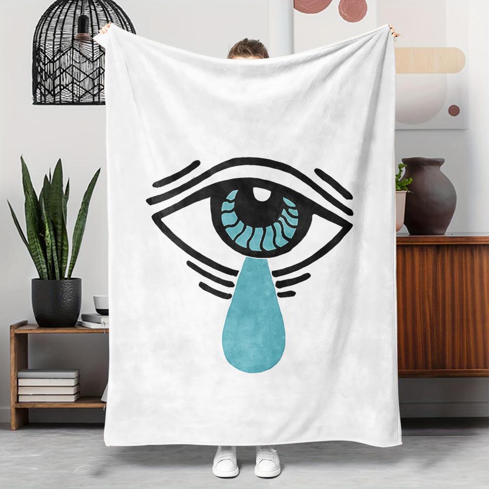 Blue Eye Tear Flannel Throw Blanket – Stylish Aesthetic Design, Soft Cozy Fleece for Couch, Bed, Office & Travel