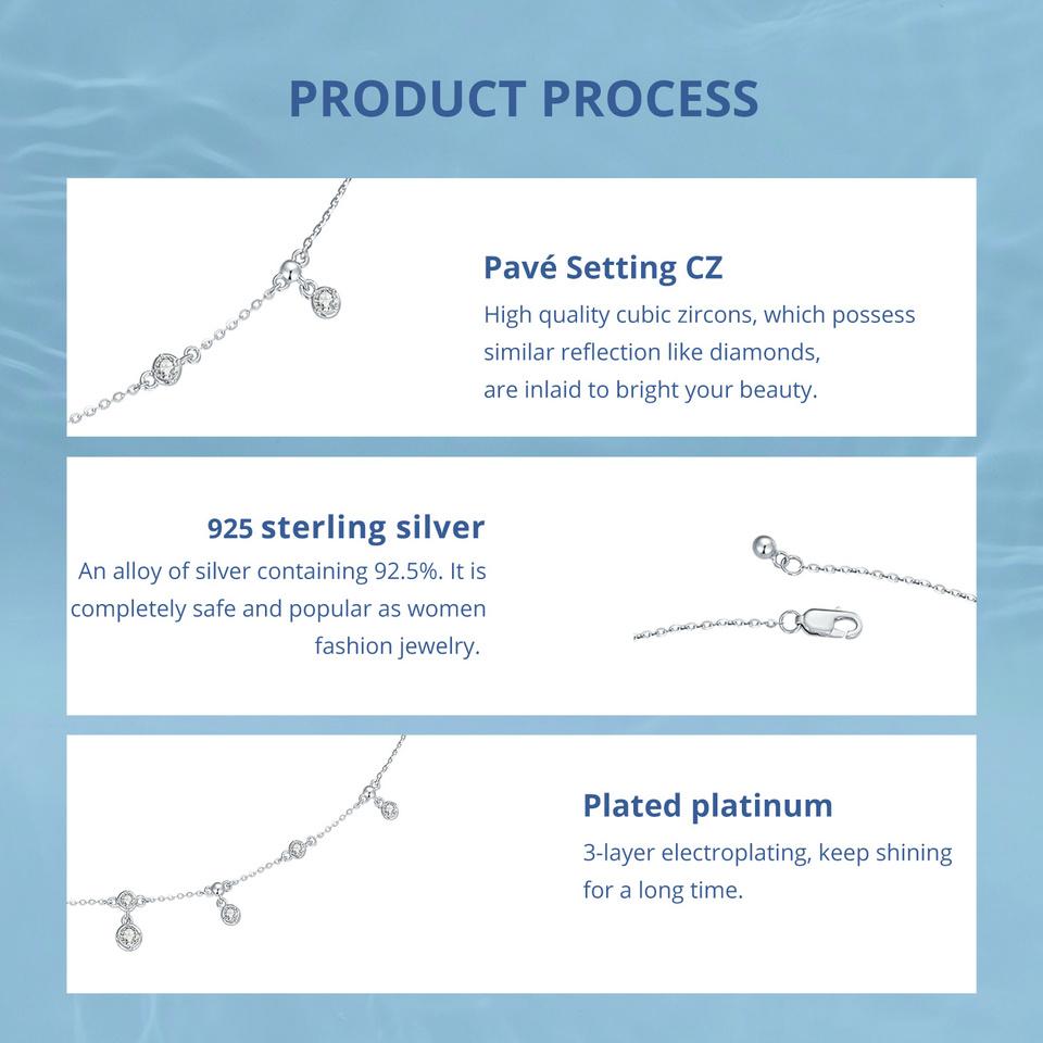 BAMOER, стерлинговое серебро 925 пробы, штабелируемое ожерелье на ключицу, сверкающая циркониевая цепочка на шею для женщин, ювелирные изделия с платиновым покрытием