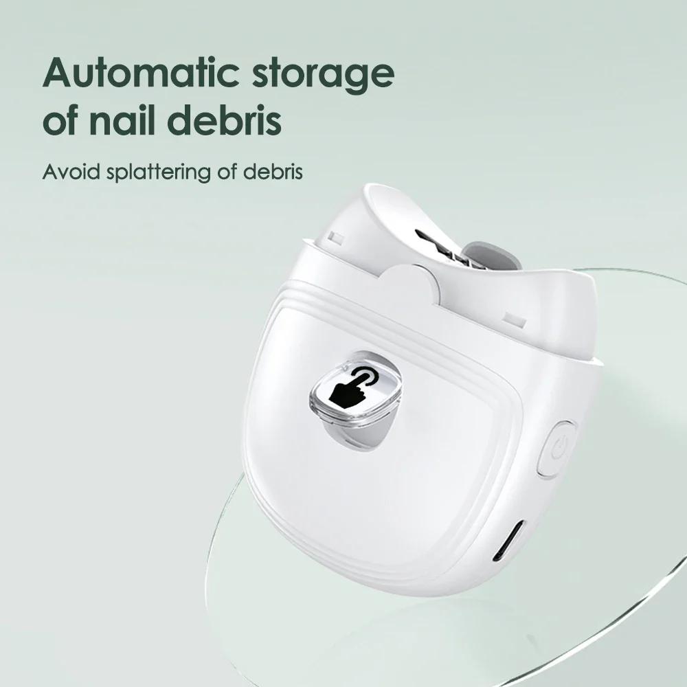 Электрическая машинка для стрижки ногтей, автоматический триммер для ногтей, USB-зарядный шлифовальный станок для ногтей, мини-инструмент для ухода за ногтями для детей и взрослых со светодиодной подсветкой