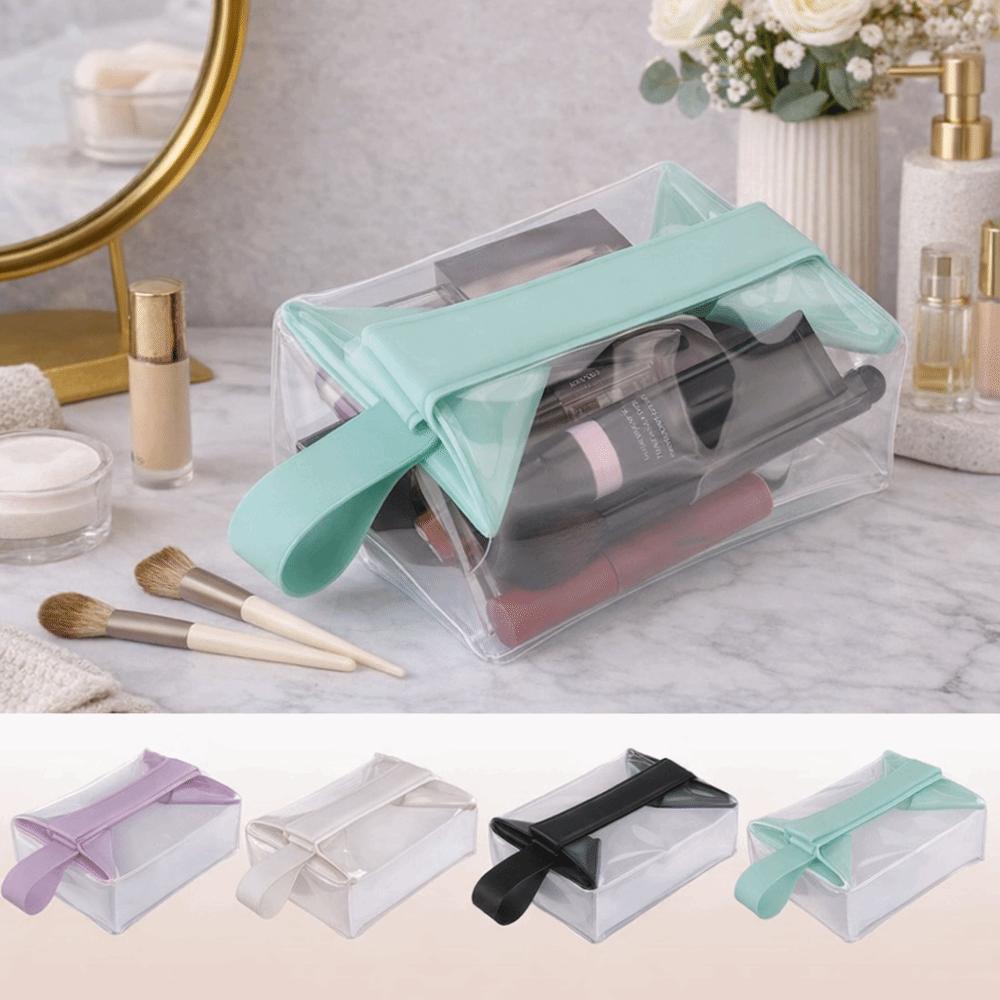 Large Capacity PVC Makeup Bag Magnetic Closure Cosmetic Pouch Portable Clear Toiletry Bags Bath