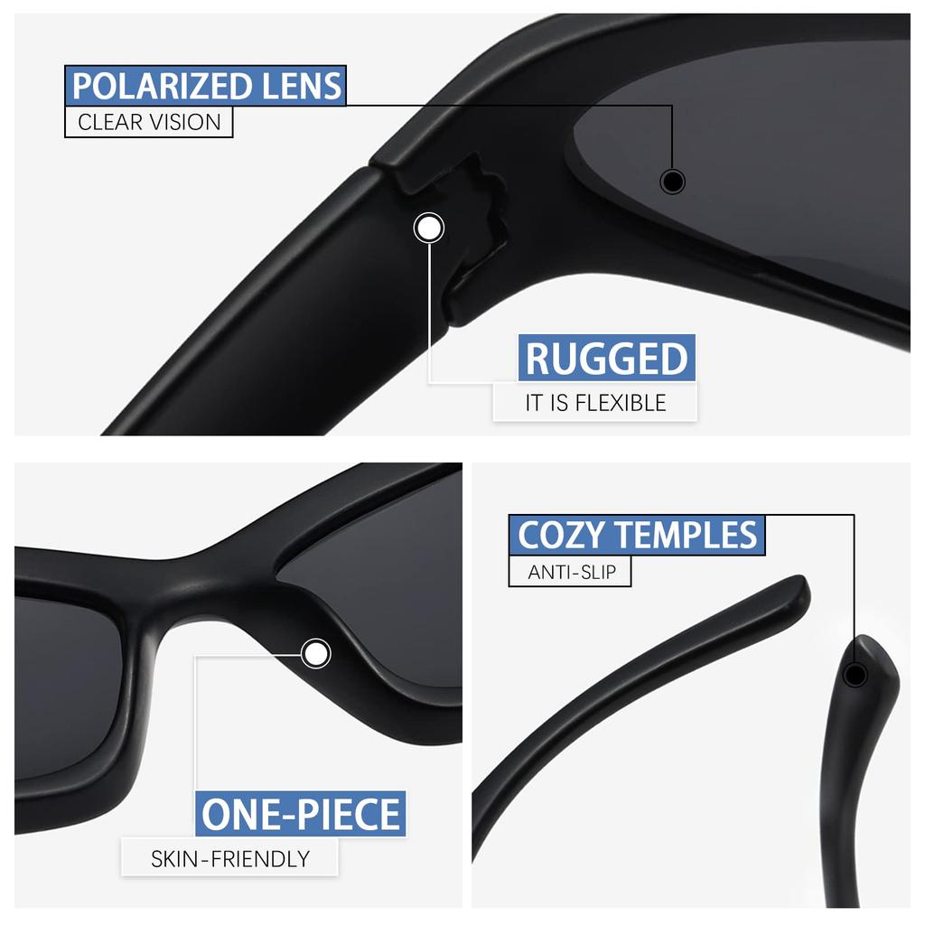 Мужские поляризованные солнцезащитные очки Surround Mirror Swift Oval Sports Солнцезащитные очки Black Silver Y 2K Очки [SHEEN KELLY] Женские