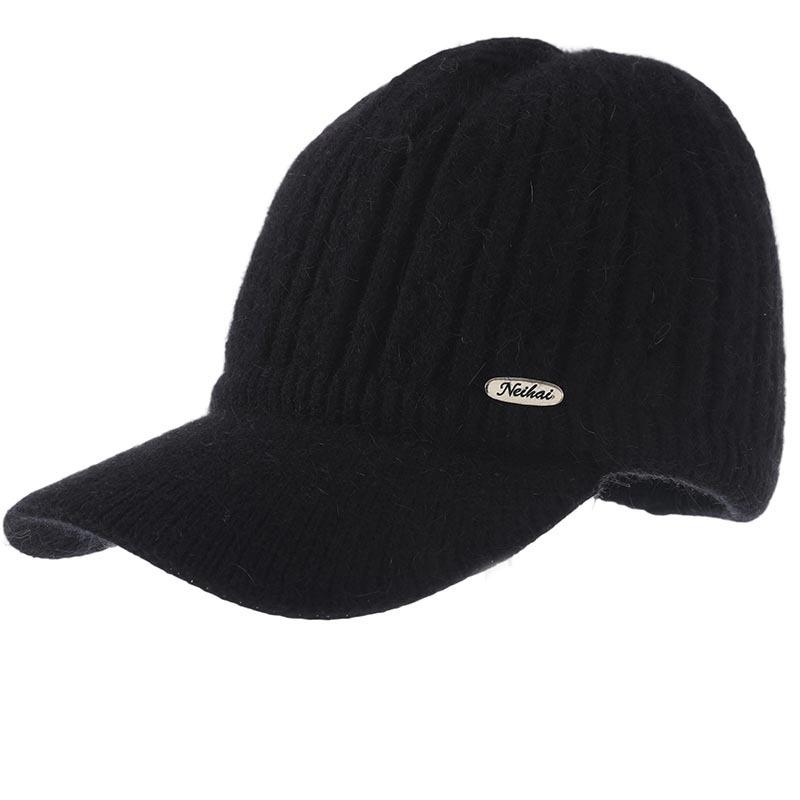Осенне-зимняя теплая шапка Женская вязаная шерстяная модная бейсболка Утепленная повседневная шапка