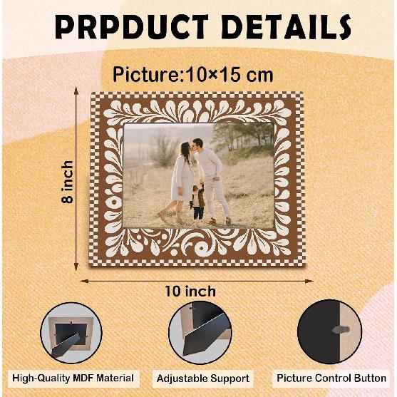 Mexico Floral Decoration Picture Photo Frame 5x7, Gifts for Mexico Floral Lovers, Brown and Beige Picture Frames for Desk Tabletop Wall Display