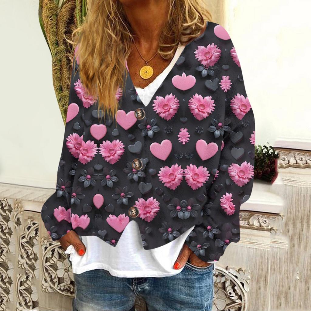 Женская модная короткая куртка, повседневная, с длинными рукавами, с принтом ко Дню святого Валентина, однобортный плюшевый топ