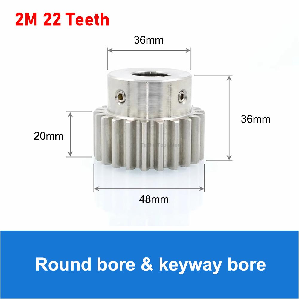 1Pcs 2M 12T-30T Pinion Spur Gear 304 Stainless Steel 2 Mod 12 Teeth-30 Teeth Motor Metal Step Convex Gear Transmission Parts