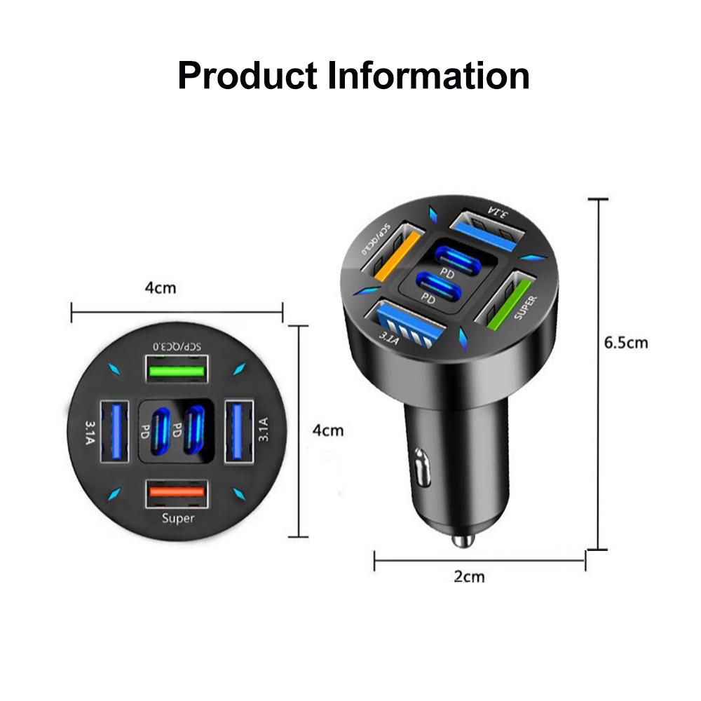 Автомобильное зарядное устройство USB 66 Вт, быстрая зарядка PD QC3.0 с вольтметром, разъем прикуривателя, адаптер питания для iPhone 11 12 Samsung Xiaomi